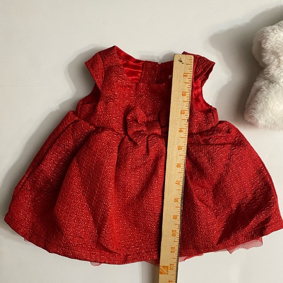 Cat & Jack Infant Girls Red Sparkle Bow Christmas Party Dress jacket - Picture 16 of 16